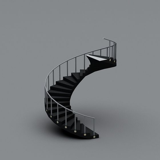Elegant Black Spiral Staircase 3D model
