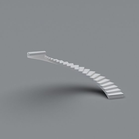 Curved Path Modern 3D Stair Model