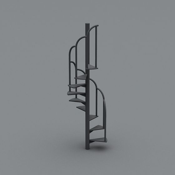 Elegant Low-Polygon Metal Staircase 3D model