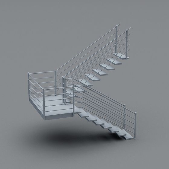 Low Poly Industrial Staircase 3D model