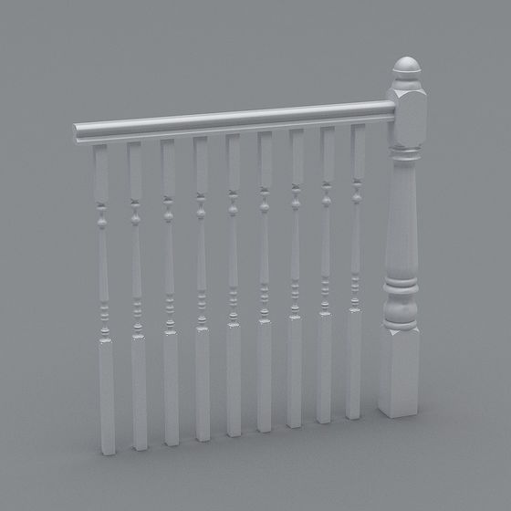 Elegant Low-Poly Stair Railing 3D model