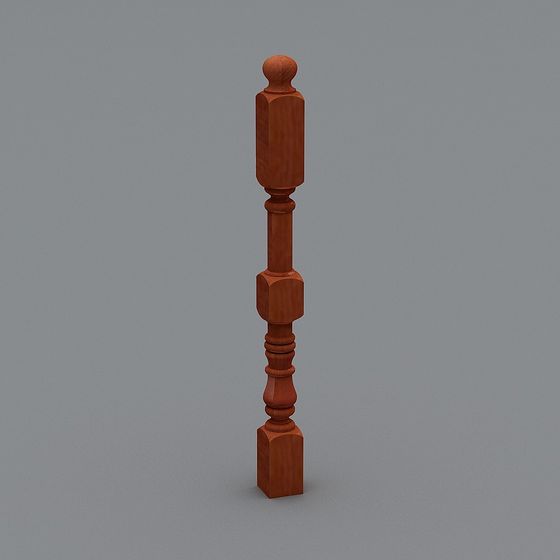 Elegant Low-Polygon Wooden Column 3D model