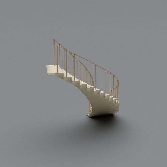 Elegant Low-Polygon Floating Staircase 3D model