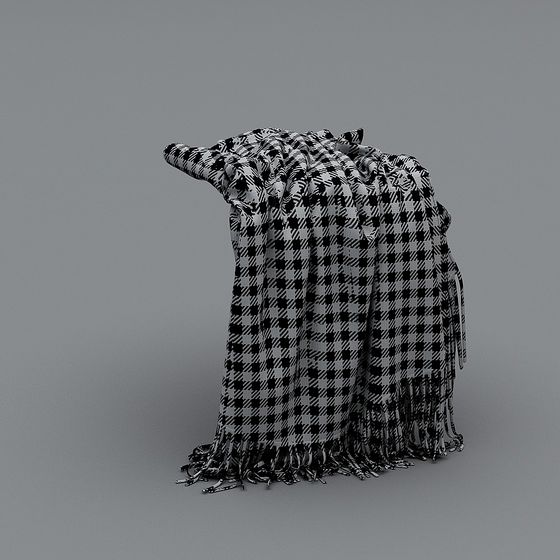 Plaid Shawl 3D Model - Low Poly Design