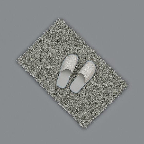 Cozy Slippers and Carpet Set 3D model