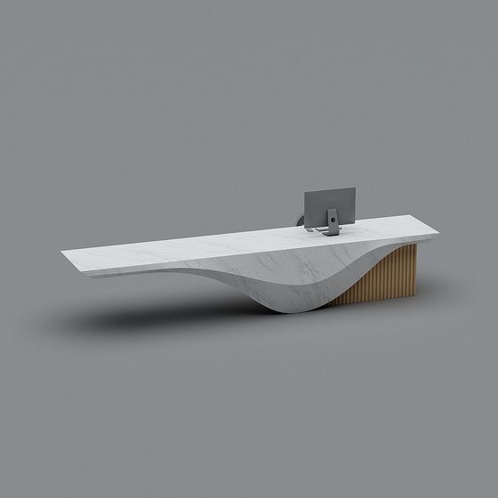 Sleek Low-Poly Office Desk 3D model