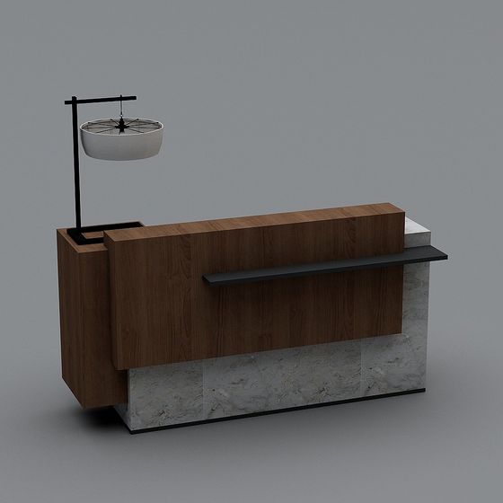 Elegant Low-Poly Reception Desk 3D model