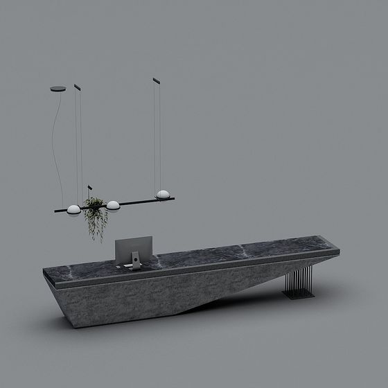 Concrete Office Desk 3D model