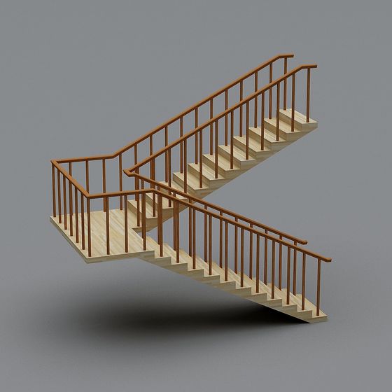 Charming Wooden Staircase 3D model