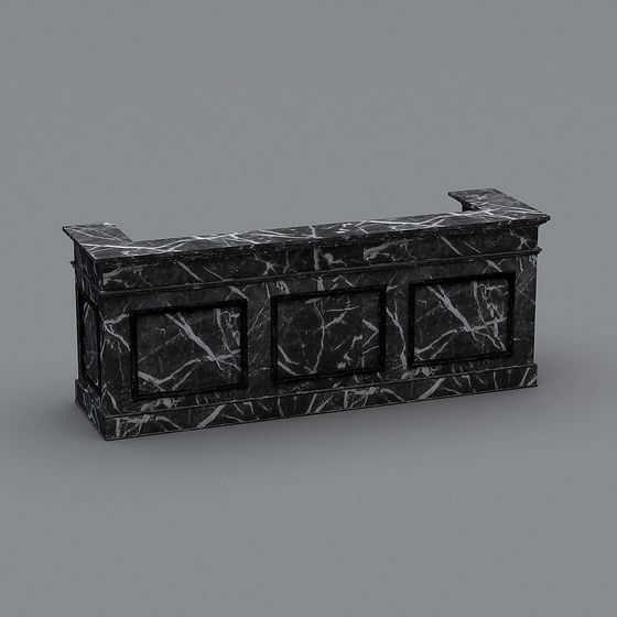 Elegant Black Marble Reception Desk 3D model