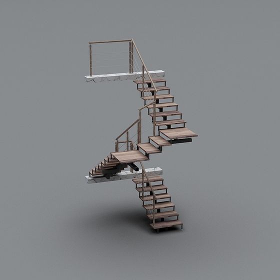 Elegant Low-Poly High-Detail Staircase 3D Model