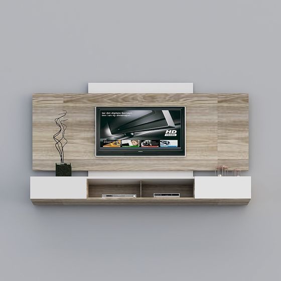 Stylish TV Wall 3D Model for Modern Interiors