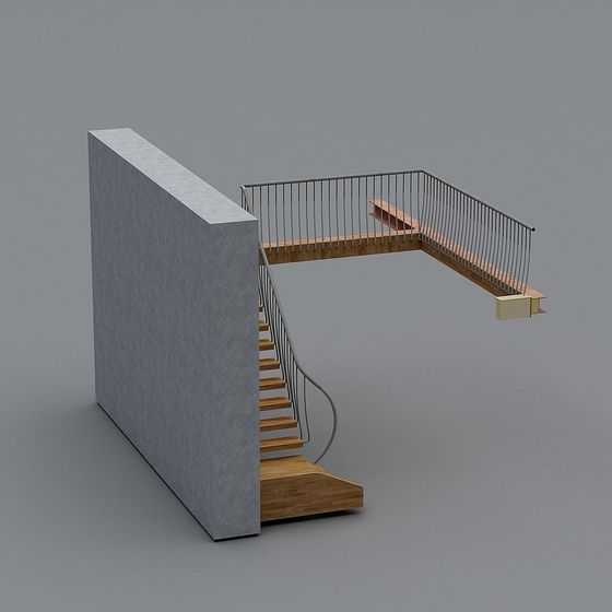 Stylish Low-Polygon Staircase 3D model