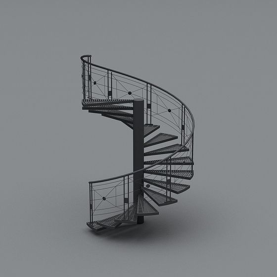 Elegant Spiral Staircase 3D model for Modern Interiors