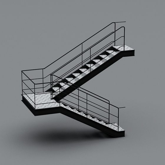 Industrial Aesthetic Low Polygon Staircase 3D model