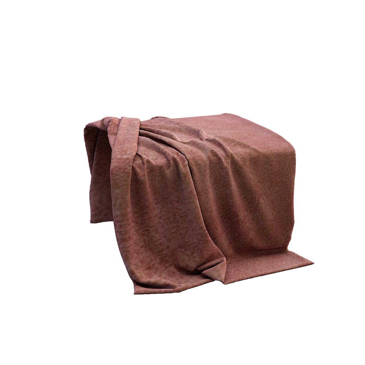 Fabric Wrapped Cube 3D Model – Low-Poly Brown Fabric
