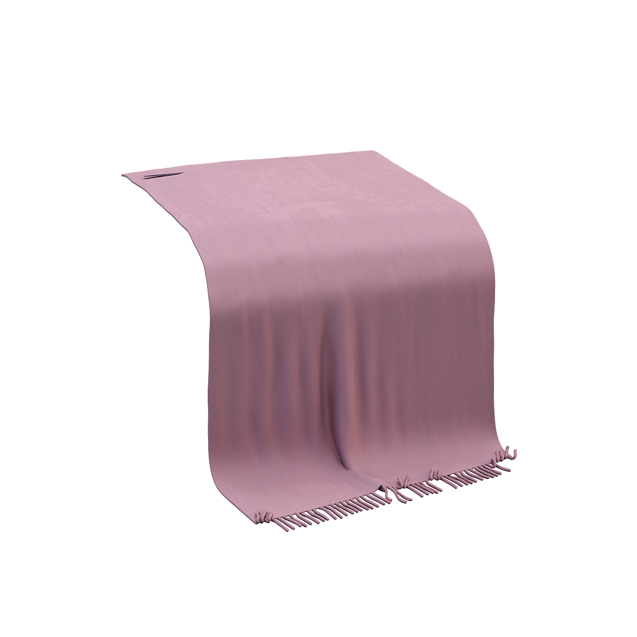 Tassel Blanket 3D Model – Burgundy Fabric with Tassels