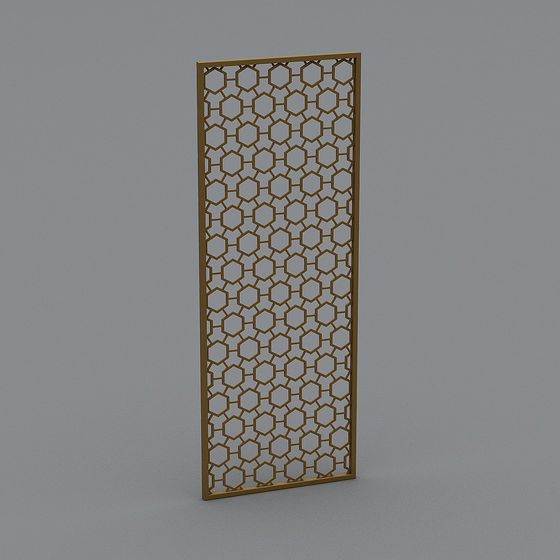 Geometric Hexagon 3D model with Gold Accents