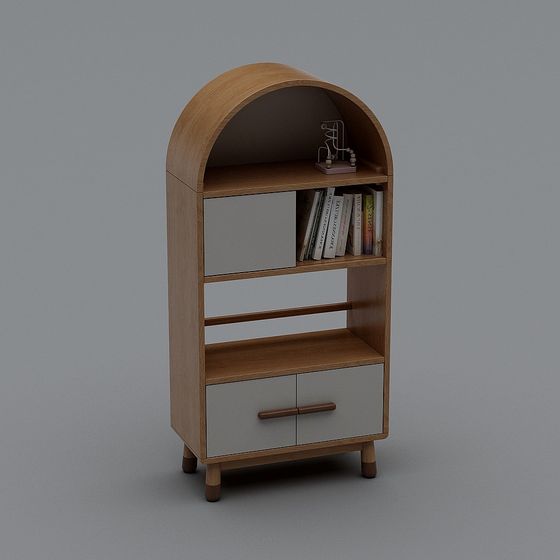 Elegant Curved Bookshelf 3D model for Modern Interiors