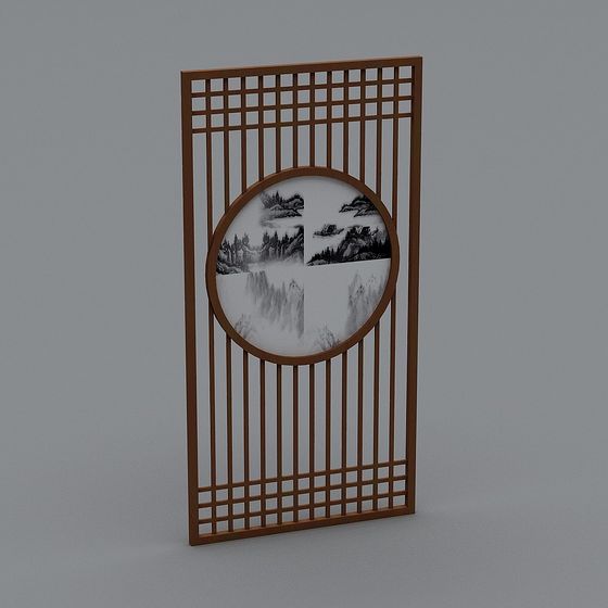 Elegant Eastern Aesthetic 3D Model Screen Partition