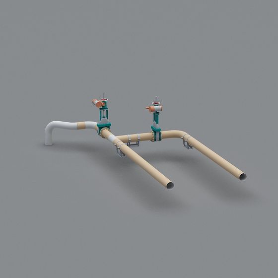 Low Poly Industrial Pipe System 3D model