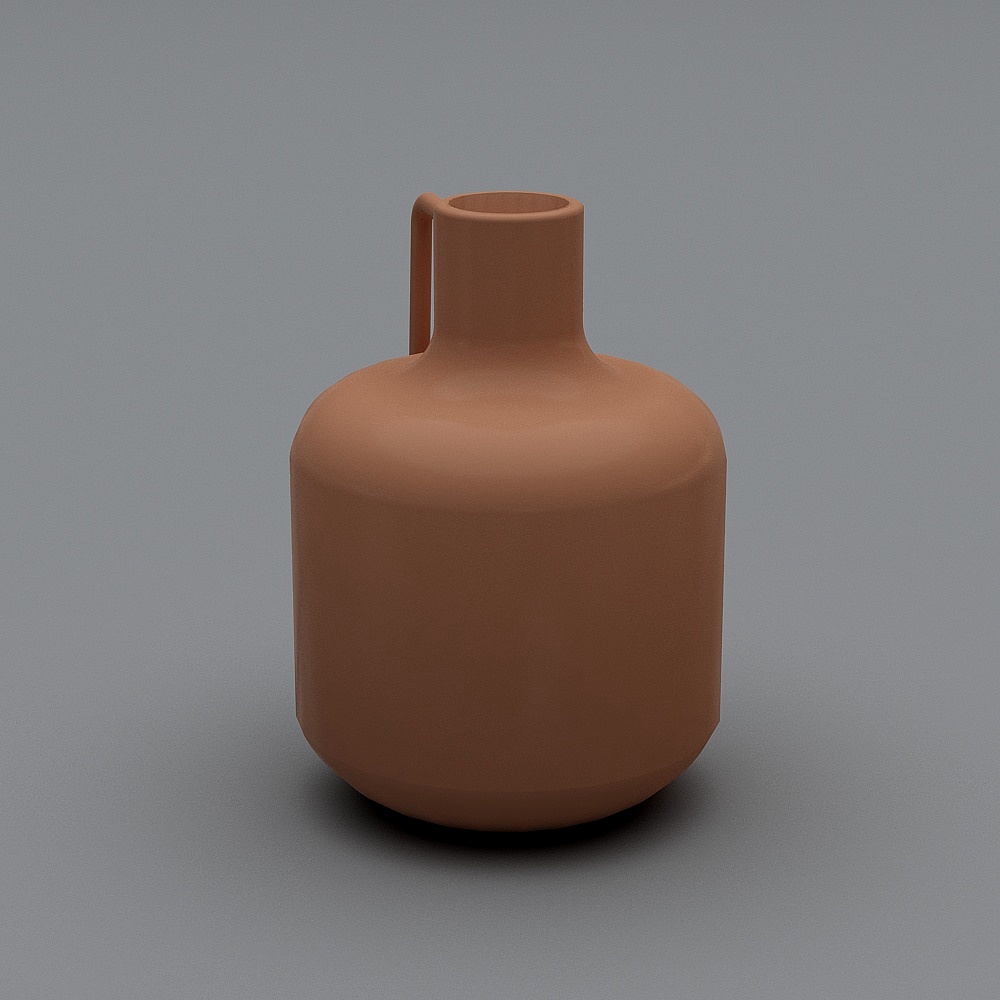 Vase en céramique large à rayures neutres