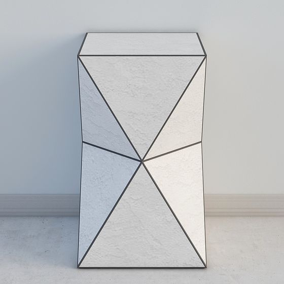 Geometric Mirror Side Table 3D model for Modern Spaces