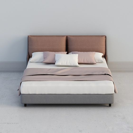 Elegant Low-Poly Bed 3D model