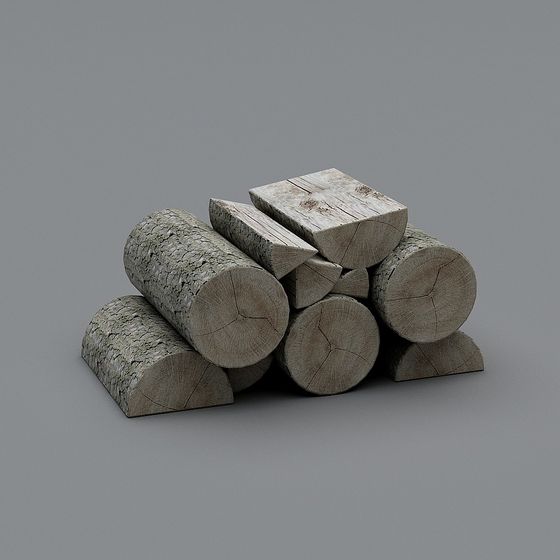 Realistic Stacked Wood 3D model