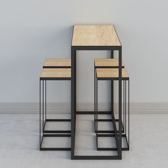 Industrial Style Side Table 3D model