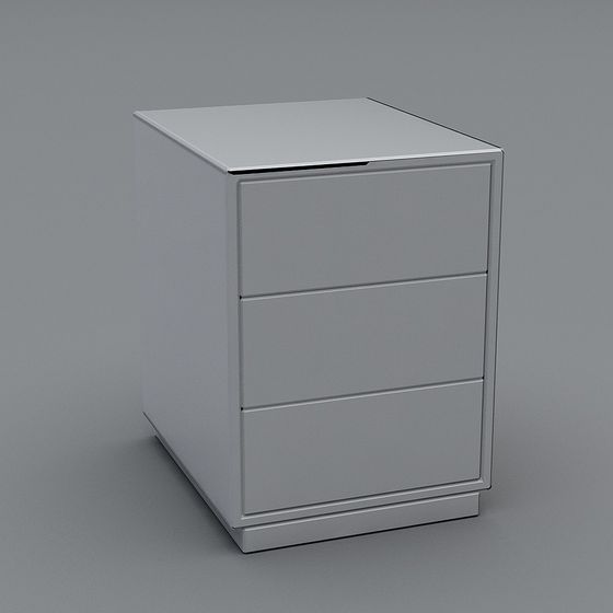 Modern Low-Poly Metal Filing Cabinet 3D model