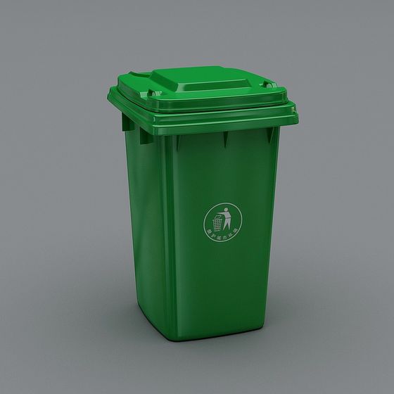 Eco-Friendly Trash Can Low-Poly 3D model
