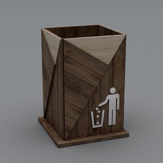 Stylish Wooden Bin 3D model for Modern Spaces