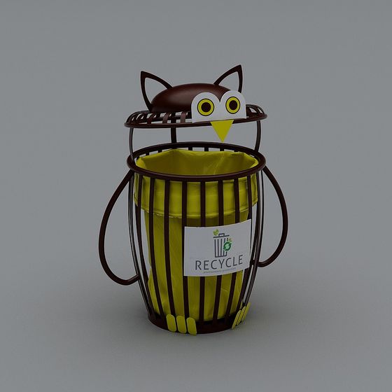 Cute Owl Trash Bin 3D model for Eco-Friendly Design