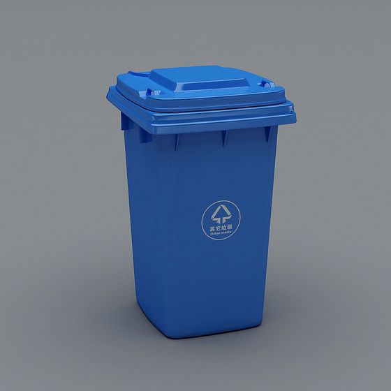 Low Poly Blue Trash Bin 3D model for Creative Projects