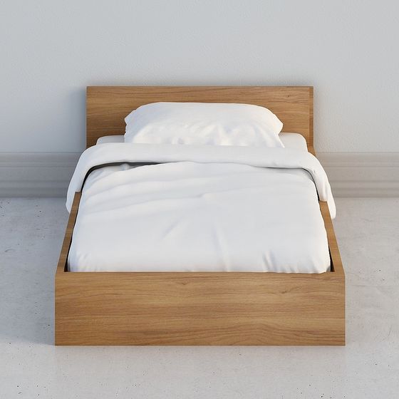 Minimalist Earth Tone Single Bed 3D Model