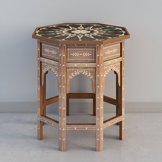 Elegant Hexagonal Wooden Table 3D model for Creative Spaces