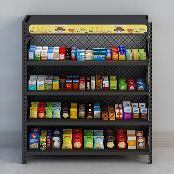 Stylish Low-Poly Supermarket Shelf 3D Model