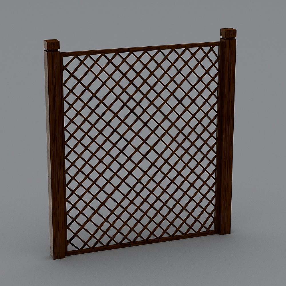 Unique Low-Poly Wooden Fence 3D Model