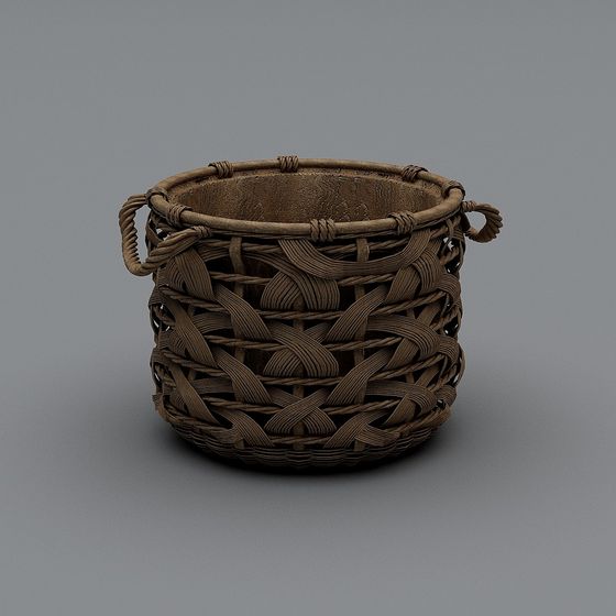 Rustic Woven Basket 3D model