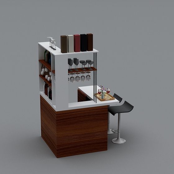 Chic Low-Poly Bar Counter 3D model for Modern Spaces