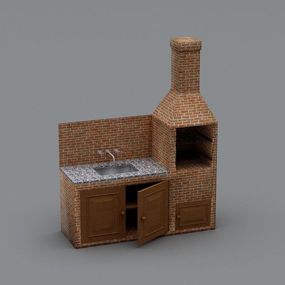 Charming Outdoor Kitchen 3D model