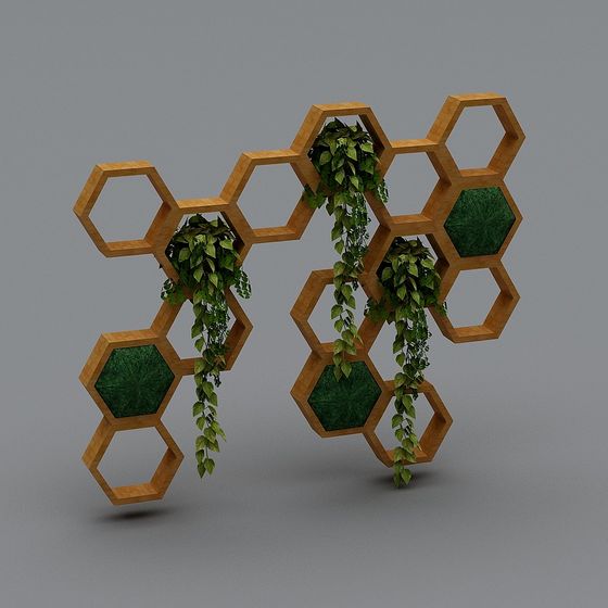 Low-Poly Honeycomb Plant Rack 3D model