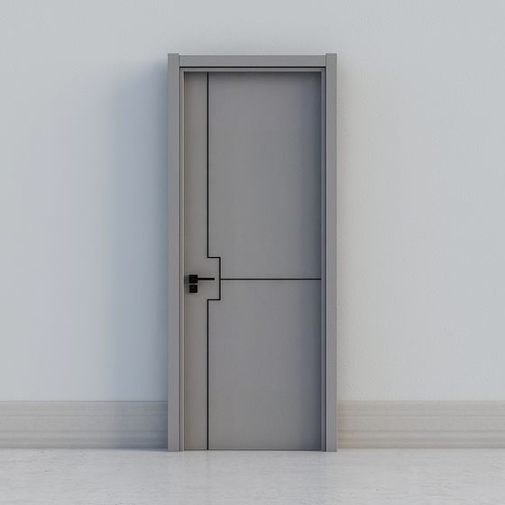 Gray Palanque Oak Grain Interior Door 3D Model