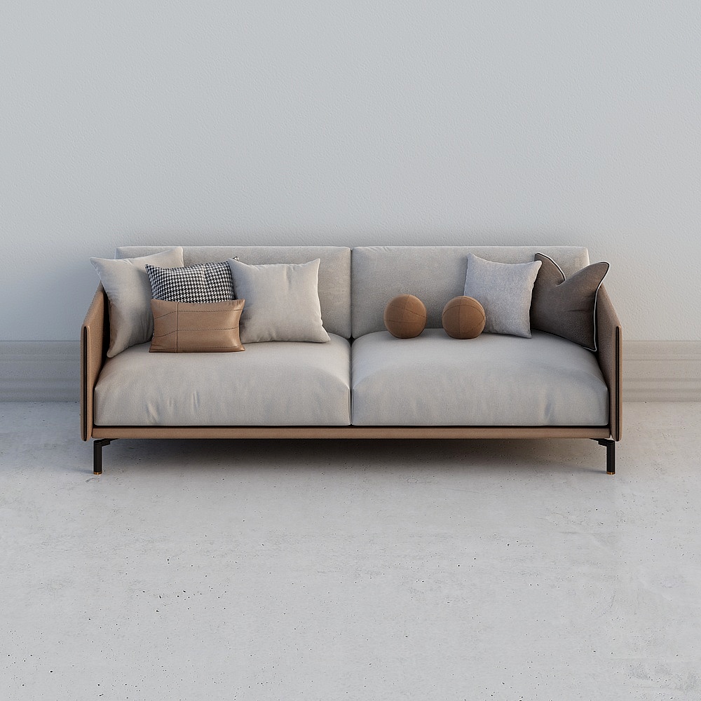 Stylish Low-Polygon Sofa 3D model for Modern Interiors