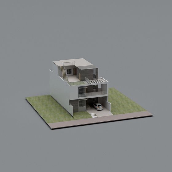 Stylish Low-Polygon Architecture 3D Model