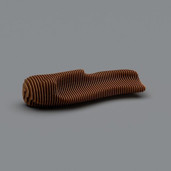 Wavy Wooden Chair 3D model