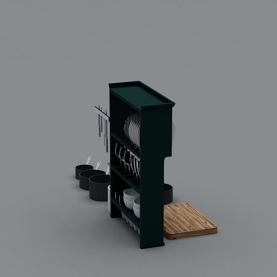 Stylish Kitchen Storage Cabinet 3D model