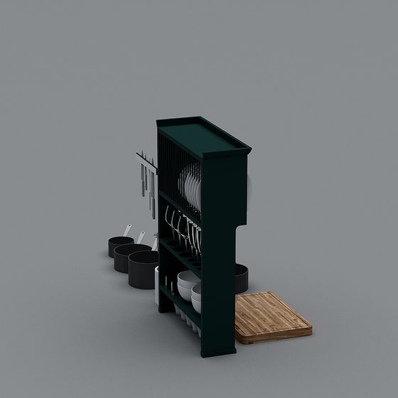 Minimalist Kitchen Storage Cabinet 3D model