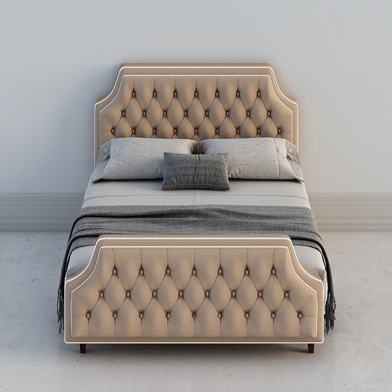 Elegant Tuxedo Bed 3D model for Modern Interiors